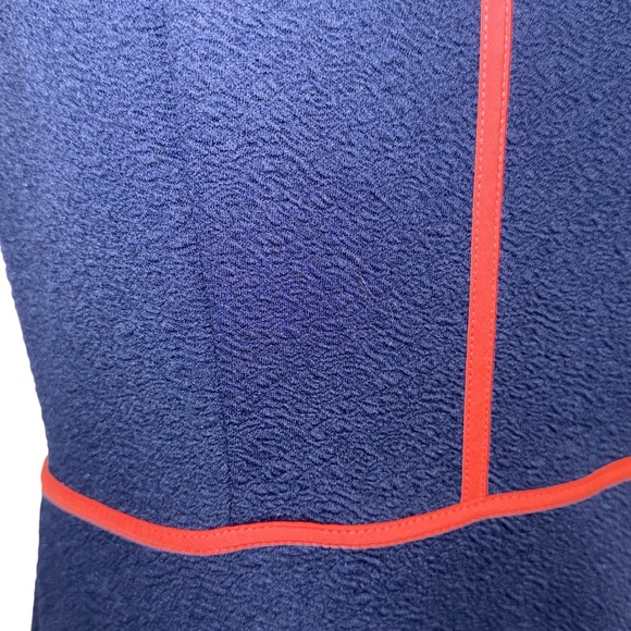 ANTHROPOLOGIE THML Navy Textured Coral Trim Sleeveless Fit Flare Dress NWOT XS - Picture 5 of 7